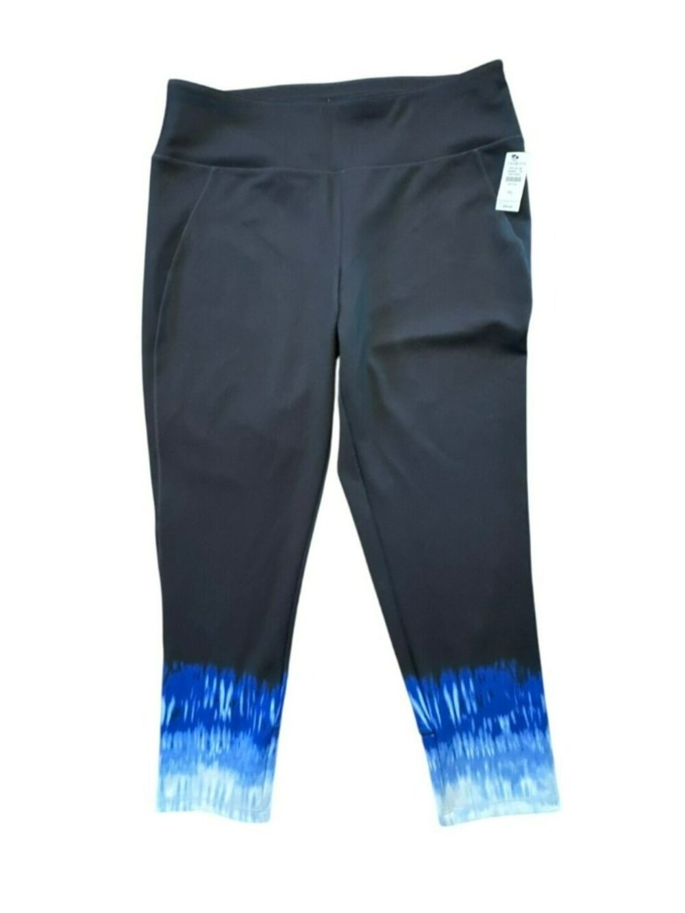 Talbots Petite Large PL Black Blue Ombre Cropped Leggings Capri Activewear NWT
